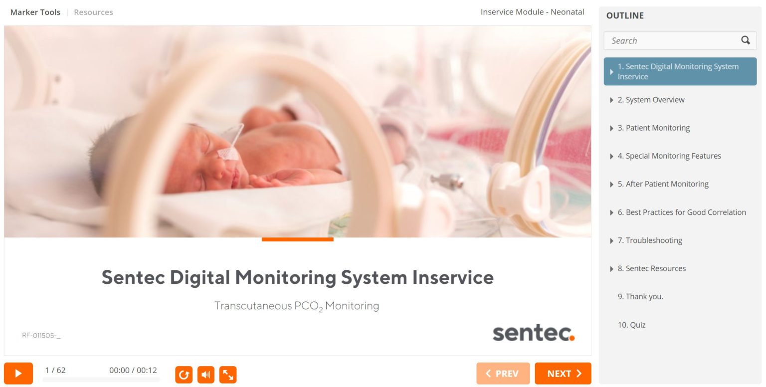 NICU Inservice Training Module for tcPCO2 Monitoring Sentec
